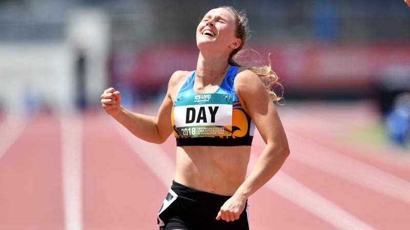 Riley Day in action during the women's 200 metres semi-final of the Australian Athletics Championships on the Gold Coast.