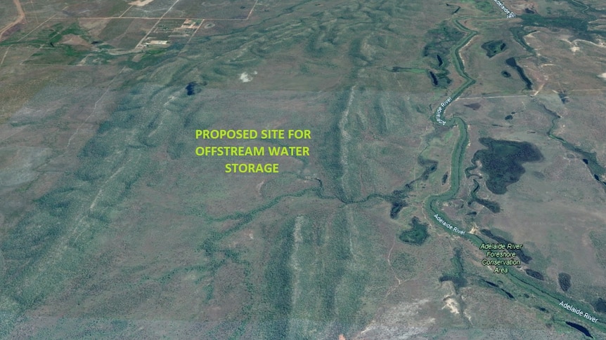 The proposed site for an off-stream dam on the Adelaide River.