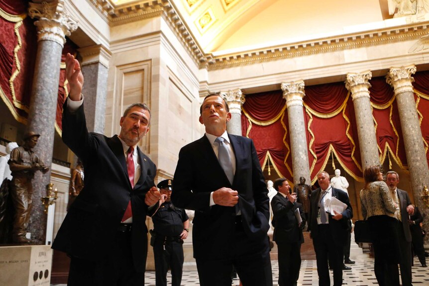 Prime Minister Tony Abbott tours the US Capitol building during his visit to Washington.