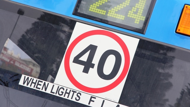 40 zone sign on the back of a Newcastle Bus