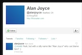 US student Alan Joyce's Twitter account