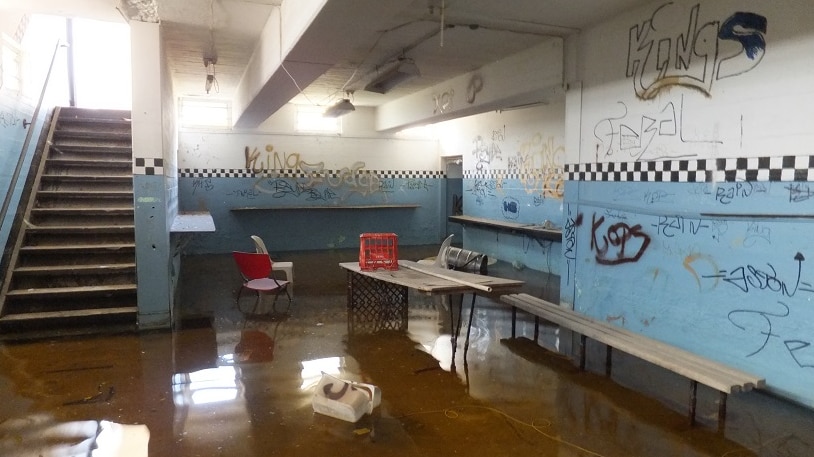 Inside the flooded Prospect bunker from World War II.