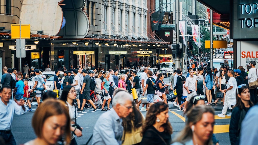 A crowded street in Sydney CBD