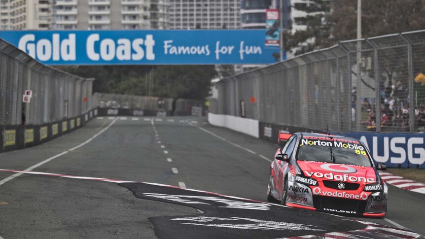 V8 Supercar of Whincup and Bourdais in Surfers practice