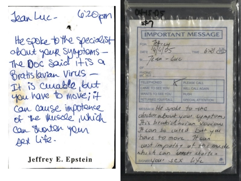 Uma imagem composta de duas notas manuscritas.