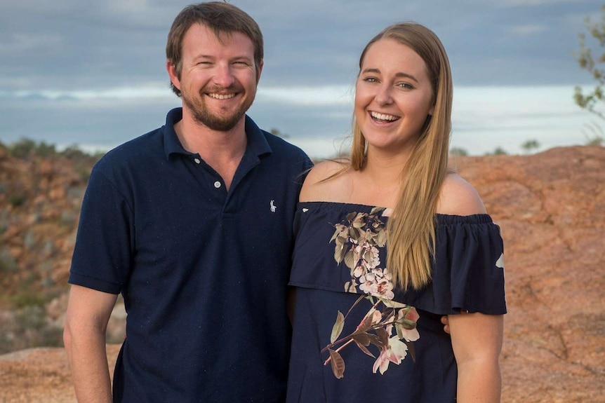 Samantha Walton standing with her fiance Eddie Campbell.