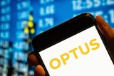 Optus logo is displayed on a smartphone screen.
