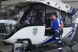 Police helicopter in hangar 