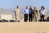 Opposition Leader Tony Abbott watches a training exercise in Afghanistan