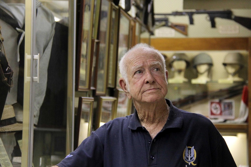 Leo Walsh, curator of the Queensland Military Memorial Museum, in the museum.