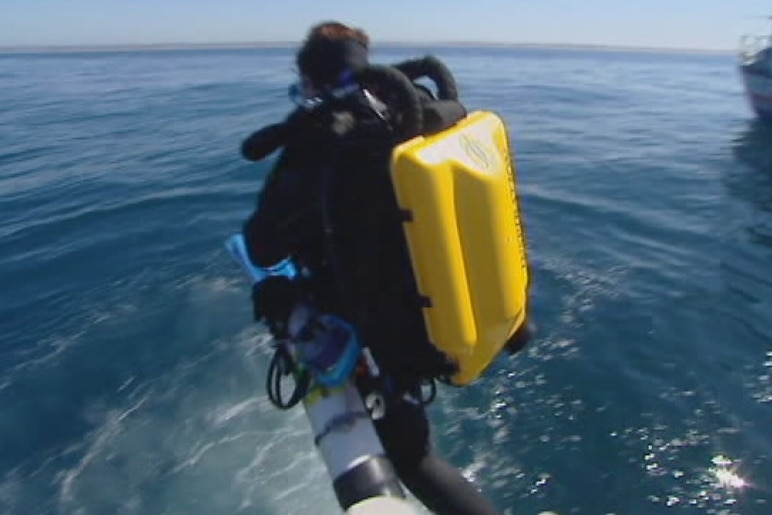 Diver taking part in AE2 submarine Silent Anzac project