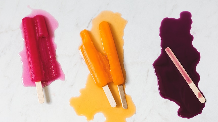 Three melted icy poles/popsicles