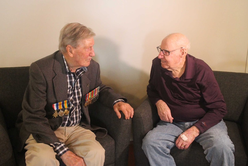 Australian war veterans Colin Hamley (left) and Norman Anderton were prisoners of war forced to work on the Thai-Burma Railway.