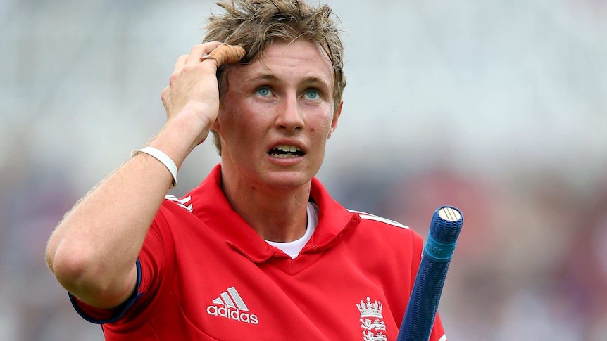 Joe Root walks off the field during a ODI match.