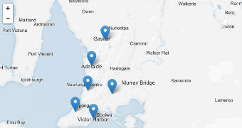 A portion of a map shows six points in South Australia. They indicate where expensive NBN connections occurred.