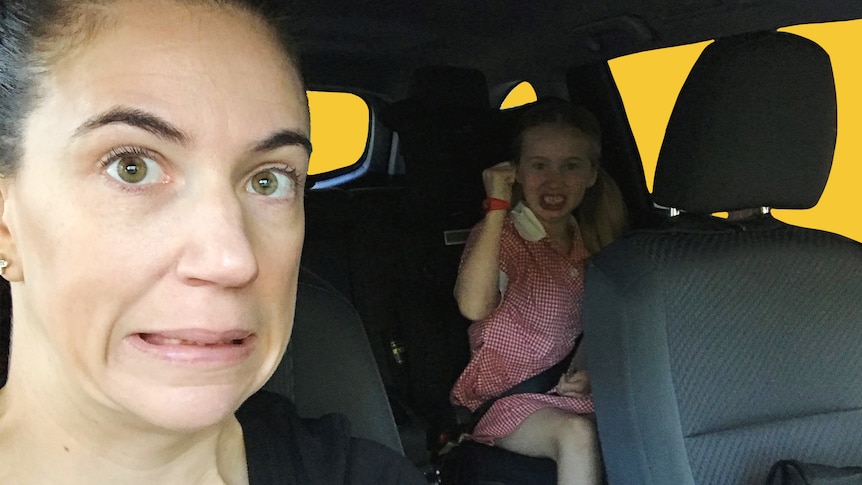 Shona and her daughter in the car looking angry in a story about how driving aggression affects your kids