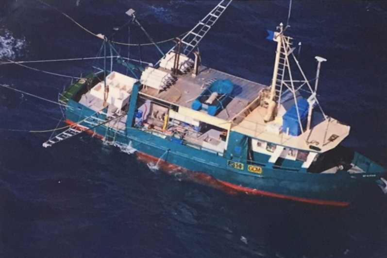 Sea cucumber fishing trawler, Dianne, which capsized north of Bundaberg with seven crew onboard on October 16, 2017.