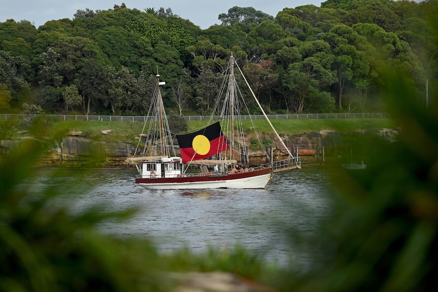 Aboriginal flag on boat