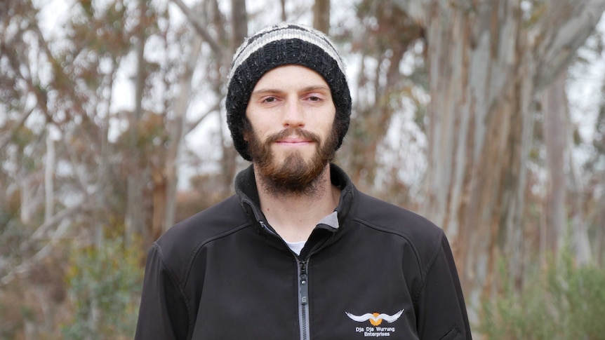 Dja Dja Wurrung man Harley Douglas stands in the bush