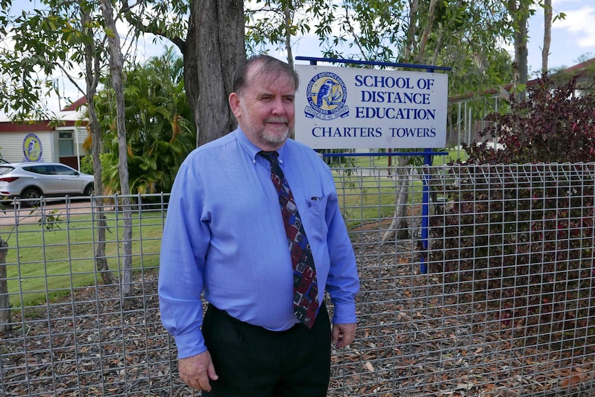 Principal John Clarke outside the Charters Towers School of Distance Education.