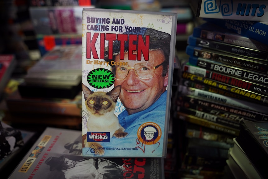 A close up of a video tape by Dr Harry Cooper 'Buying and Caring for Your Kitten'