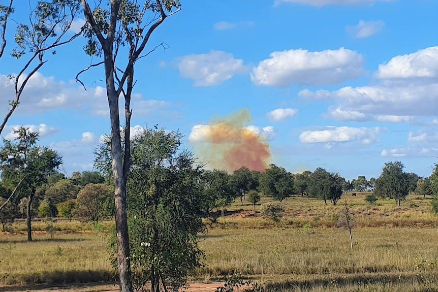 A bright red plume spotted from a resident's house