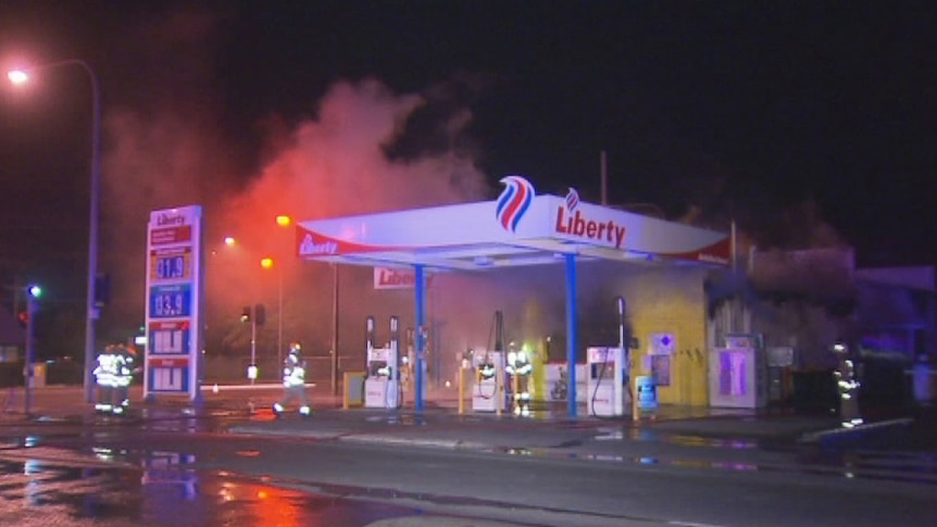 This service station at South Plympton was destroyed by fire, 15 August 2012