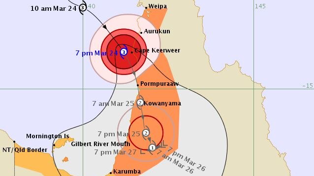 Map tracking the path of cyclone.