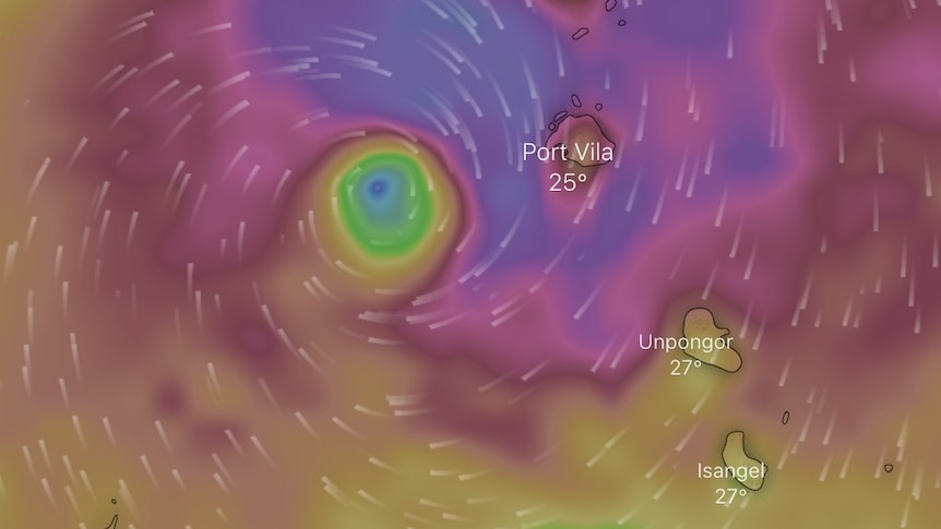 Movement of a cyclone west of Port Vila