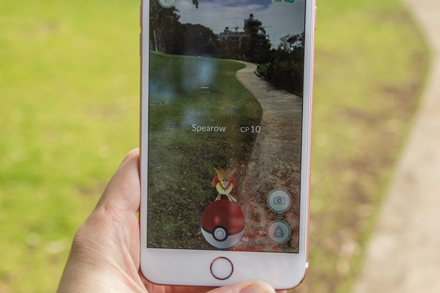 A Pokemon on a screen in Kings Park, Perth