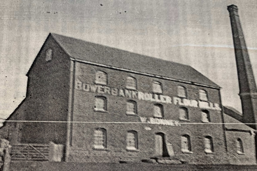 Old newspaper picture of Bowerbank Mill.