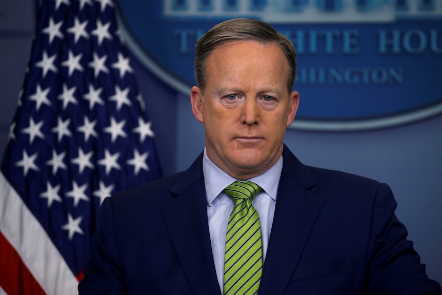 White House Communications Director Sean Spicer during a press briefing at the White House.