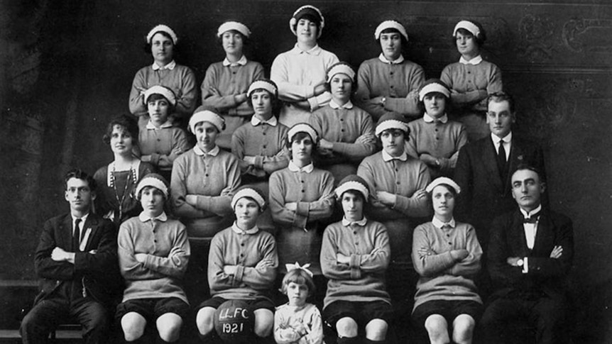 Team photo of female soccer players.