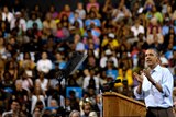 Obama speaks at a campaign rally in Virginia