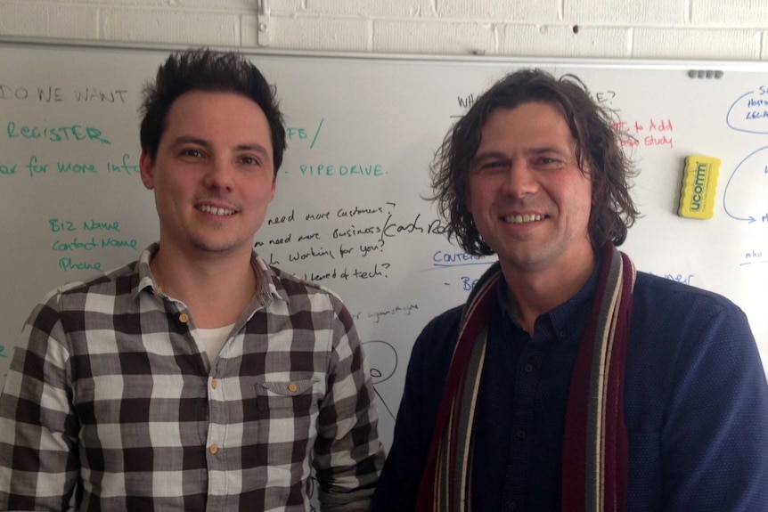 Paul Trappitt and Todd Sainsbury (r) are developing a platform to help small businesses engage with social media.