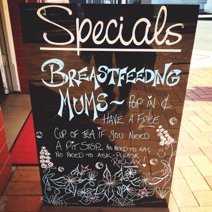 Sign saying breastfeeding mums were welcome