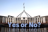 The words 'Yes or No' are imposed against a photograph of Parliament House in Canberra.