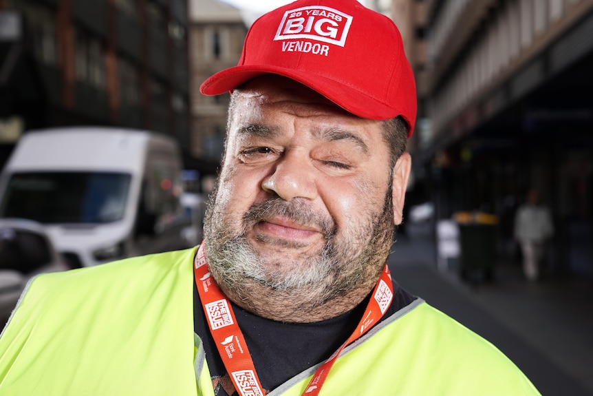 Vernon a Big Issue vendor.  June, 2021