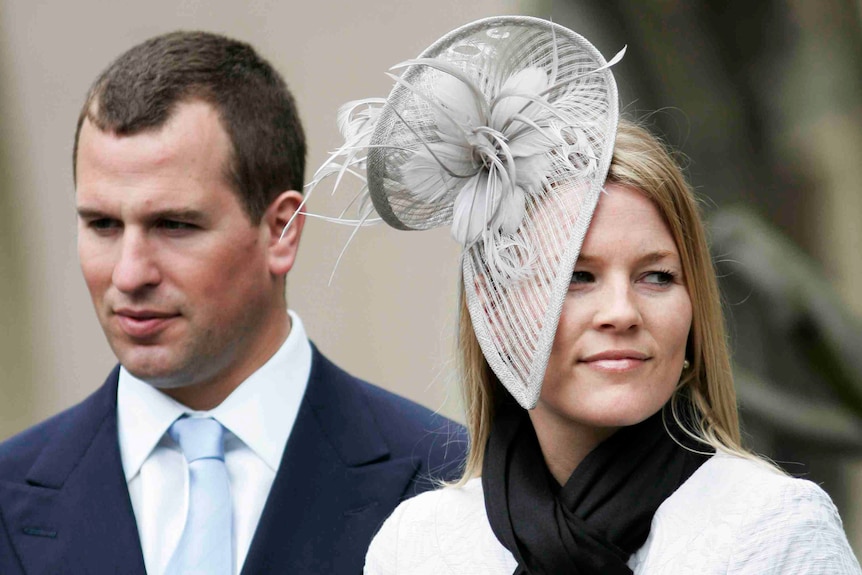 peter phillips and Autumn Kelly arrive for an Easter Service at St George's Chapel in 2008