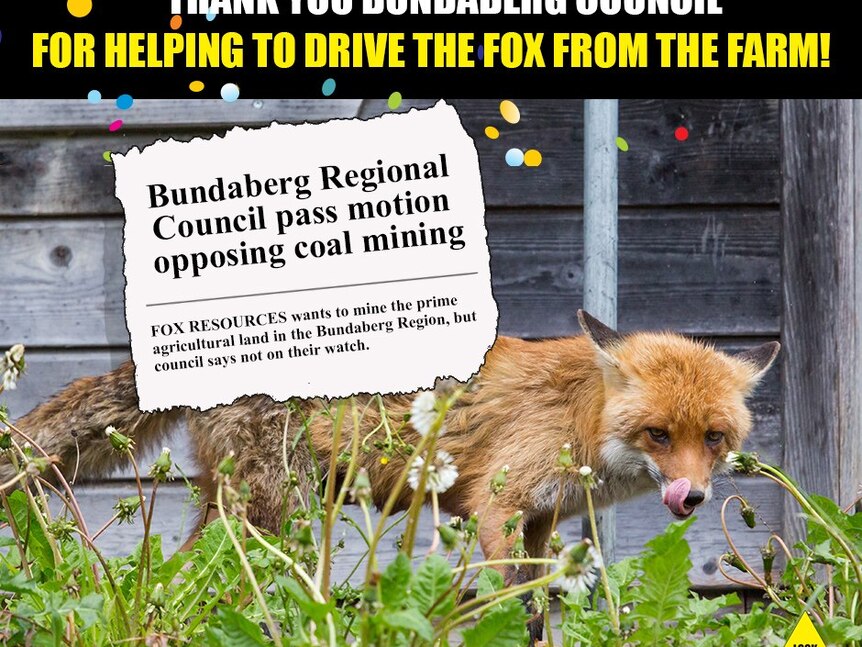 A graphic of a news paper headline over a photo of a fox 