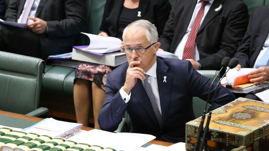Malcolm Turnbull looks concerned during Question Time