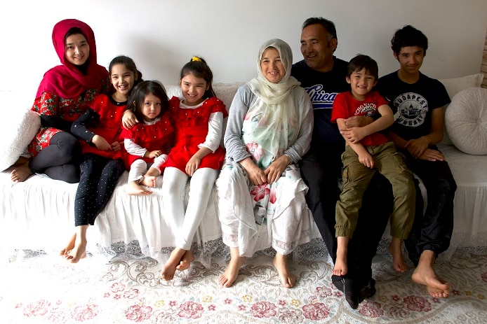 Nasir Ahmad Ahmani, his wife Nasrin (39) and six of their seven children.
