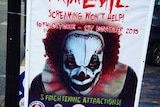 The scary clown advertising poster for the PrimEVIL Halloween attraction