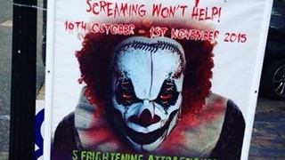 The scary clown advertising poster for the PrimEVIL Halloween attraction
