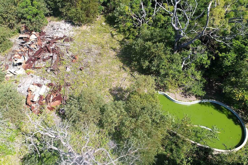 Aerial view of Hinchinbrook Island eco-resort ruins