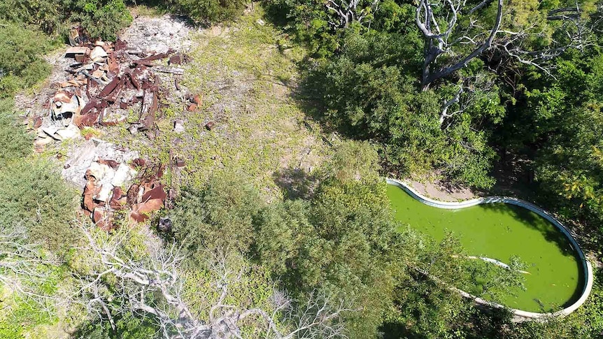 Aerial view of Hinchinbrook Island eco-resort ruins