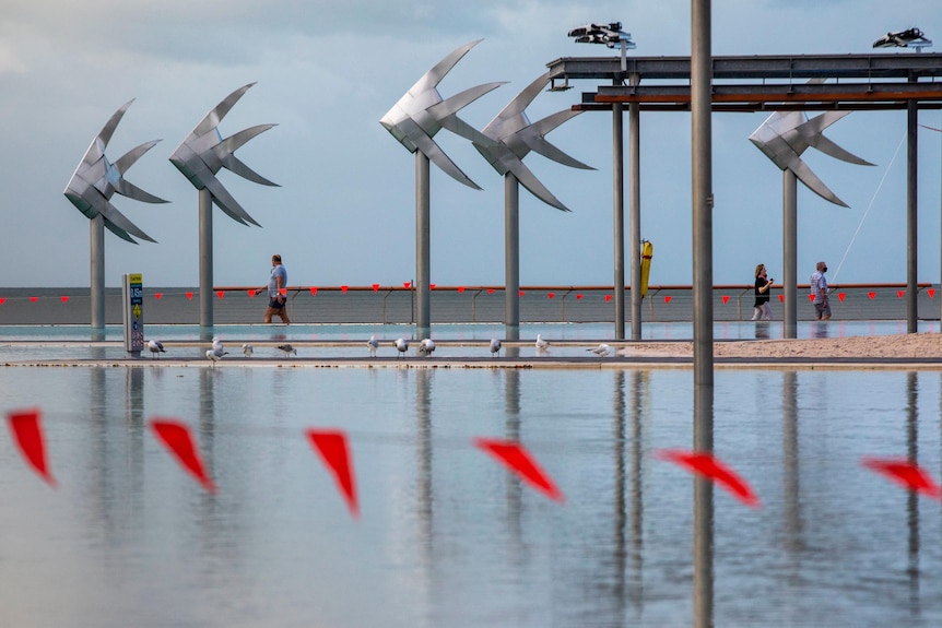 Red flags around the Cairns lagoon.