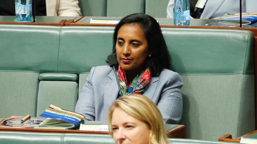 First-term Labor MP Michelle Ananda-Rajah sits in parliament.