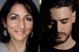 A composite image of Palestinian writers Susan Abulhawa and Mohammed El-Kurd.