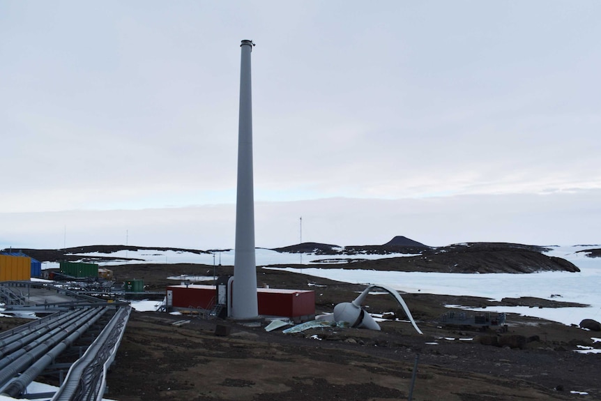 The damaged Mawson turbine.